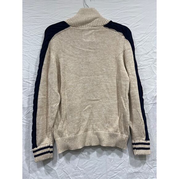 Born Fly Sweater Embroidered Modern Cowl Mockneck Mens Small Oatmeal Heather Mar - Picture 3 of 12